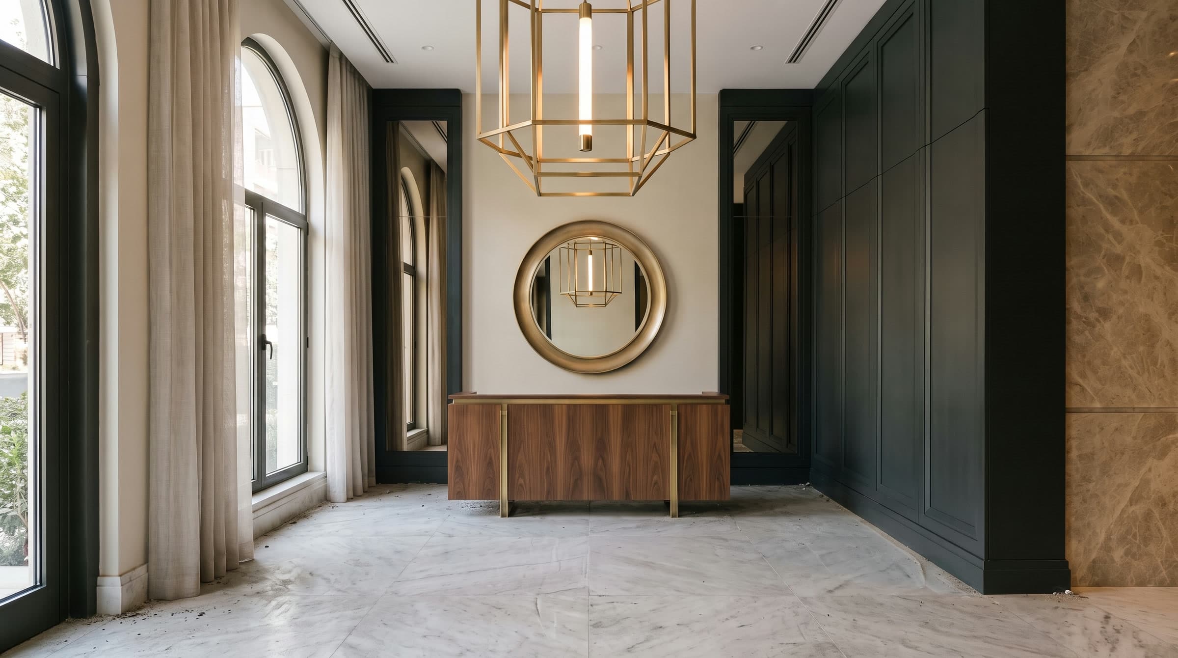 Apartman giriş holü mermer zemin — öncesi